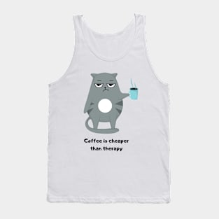 Funny Cat Drinking Coffee Tank Top